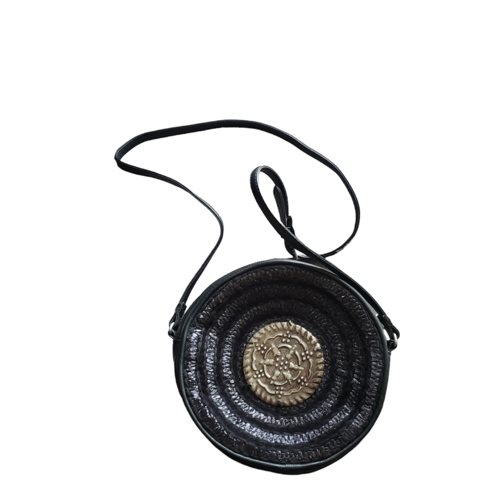 free people round purse tambourine roundy black crossbody gypsy bag